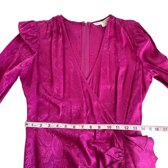 Veronica Beard Weiss Magenta Pink Wrap Silk Blend Jacquard Midi Dress Size 6 NWT - Picture 6 of 12